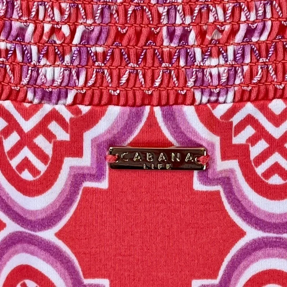 Cabana Life Coral Geo Off Shoulder SPF Dress XS - Picture 4 of 11